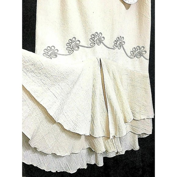 Mexico Lindo Embroider Asymmetrical Ruffleled Skirt M 100% Algodon Off White NWT - Picture 2 of 8